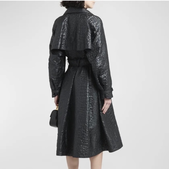 Authentic Versace Crocodile-Embossed A-Line Trench Coat - Picture 2 of 8